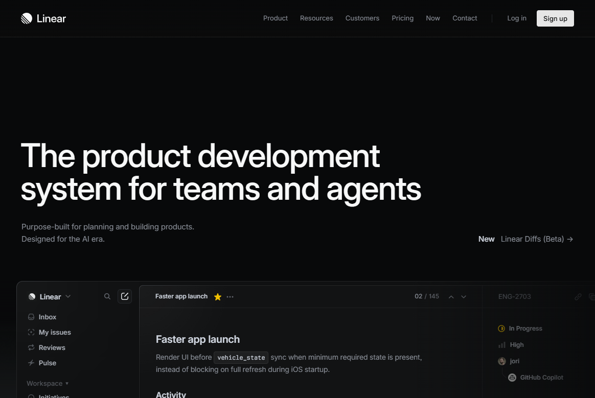 Linear.app トップページ